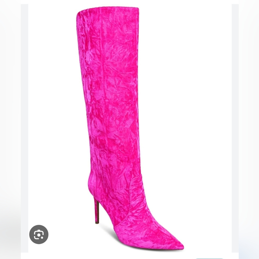 INC HAVANNAHF FUSCHIA VELVET KNEE HIGH BOOTS WIDE CALF SIZE 6.5 NEW